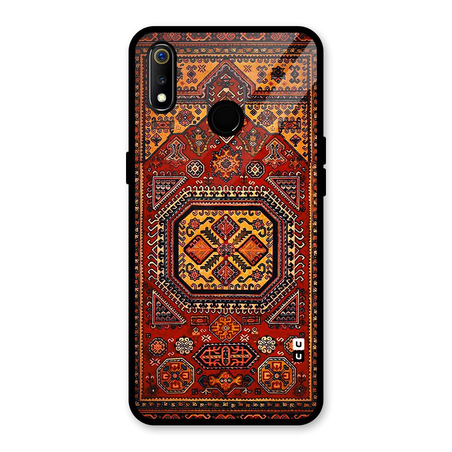Classic Luxury Carpet Pattern Glass Back Case for Realme 3