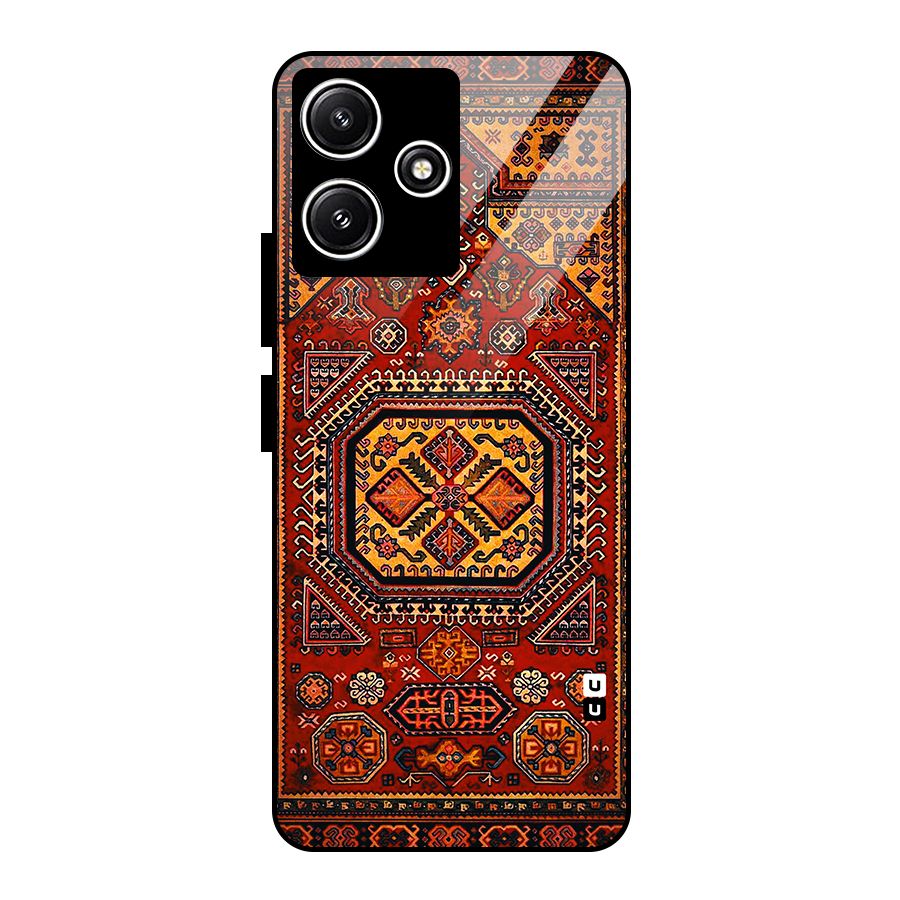 Classic Luxury Carpet Pattern Glass Back Case for Redmi 12 5G
