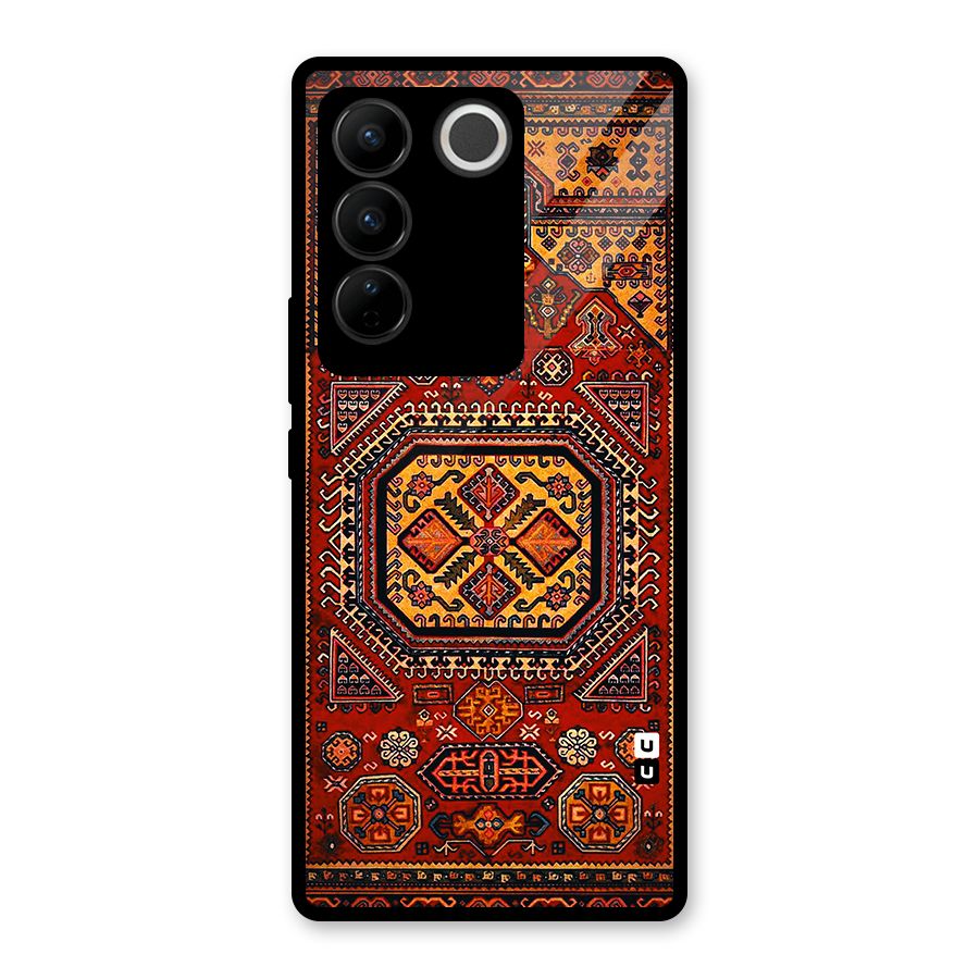 Classic Luxury Carpet Pattern Glass Back Case for Vivo V27