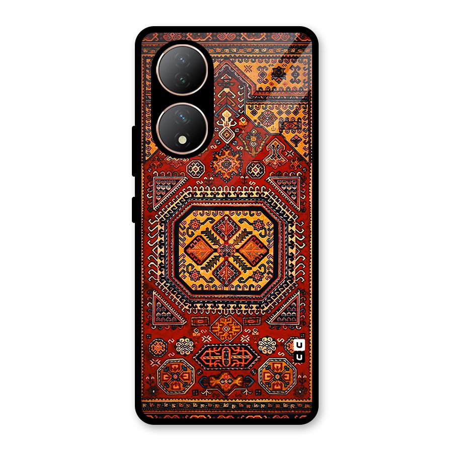 Classic Luxury Carpet Pattern Glass Back Case for Vivo Y100A