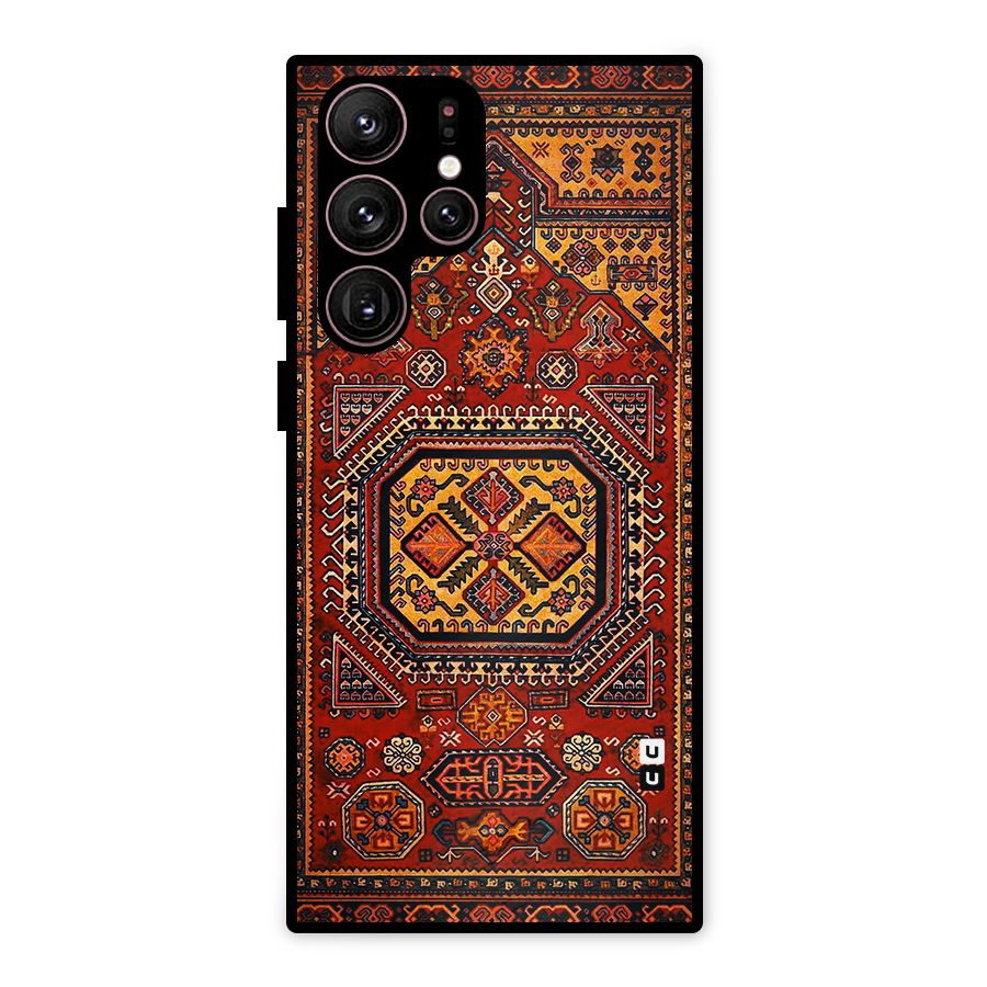 Classic Luxury Carpet Pattern Metal Back Case for Galaxy S22 Ultra 5G