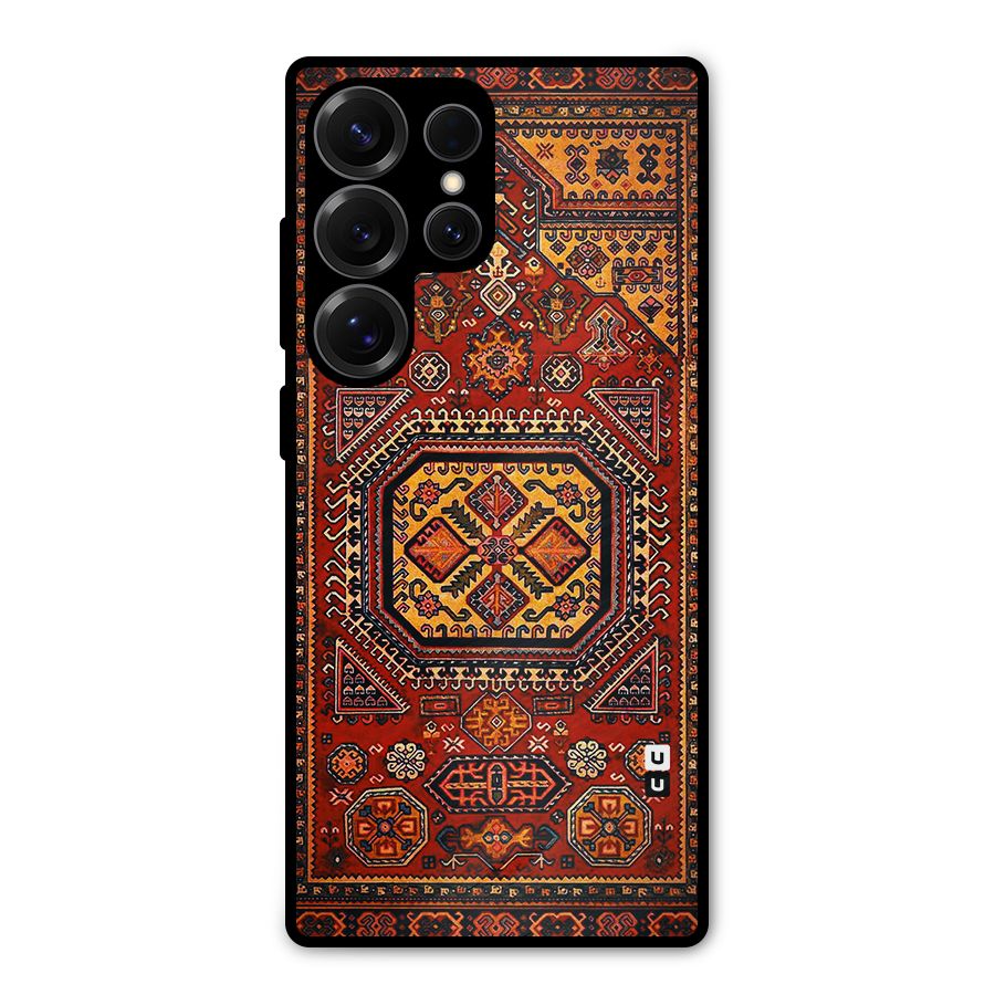 Classic Luxury Carpet Pattern Metal Back Case for Galaxy S25 Ultra
