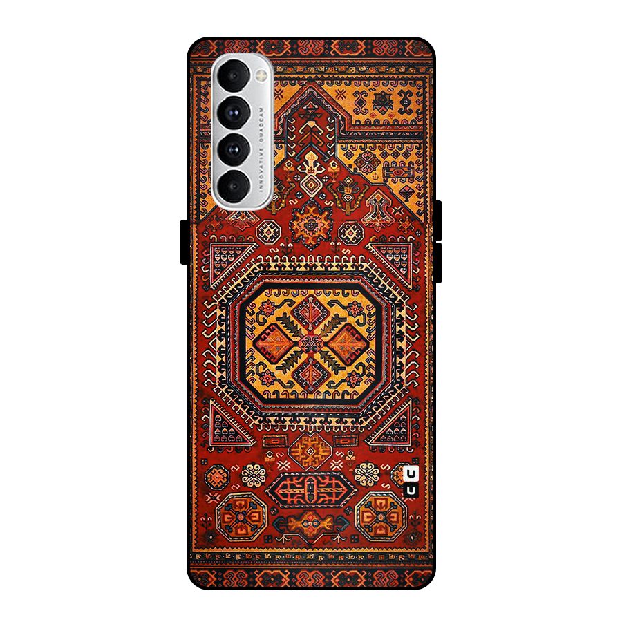 Classic Luxury Carpet Pattern Metal Back Case for Oppo Reno4 Pro