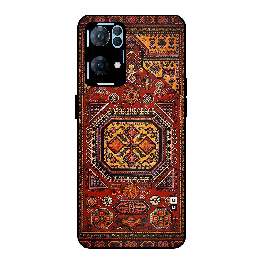Classic Luxury Carpet Pattern Metal Back Case for Oppo Reno7 Pro 5G