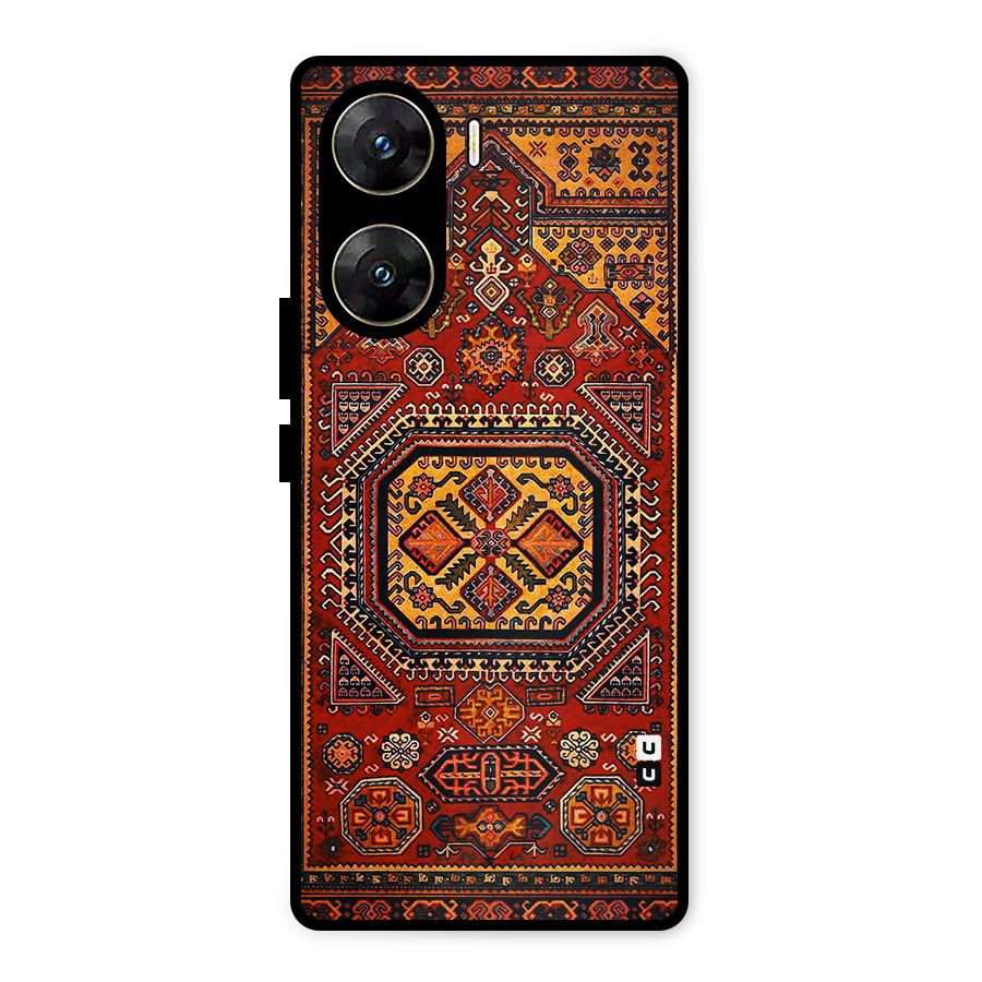 Classic Luxury Carpet Pattern Metal Back Case for Vivo V29e