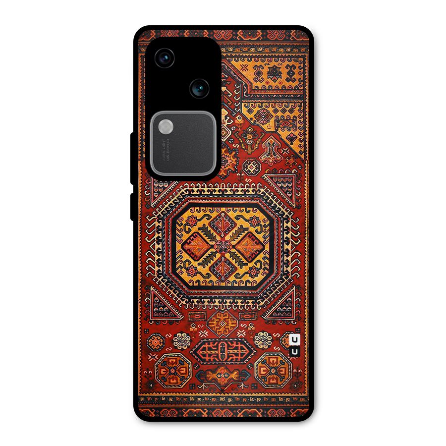 Classic Luxury Carpet Pattern Metal Back Case for Vivo V30 Pro