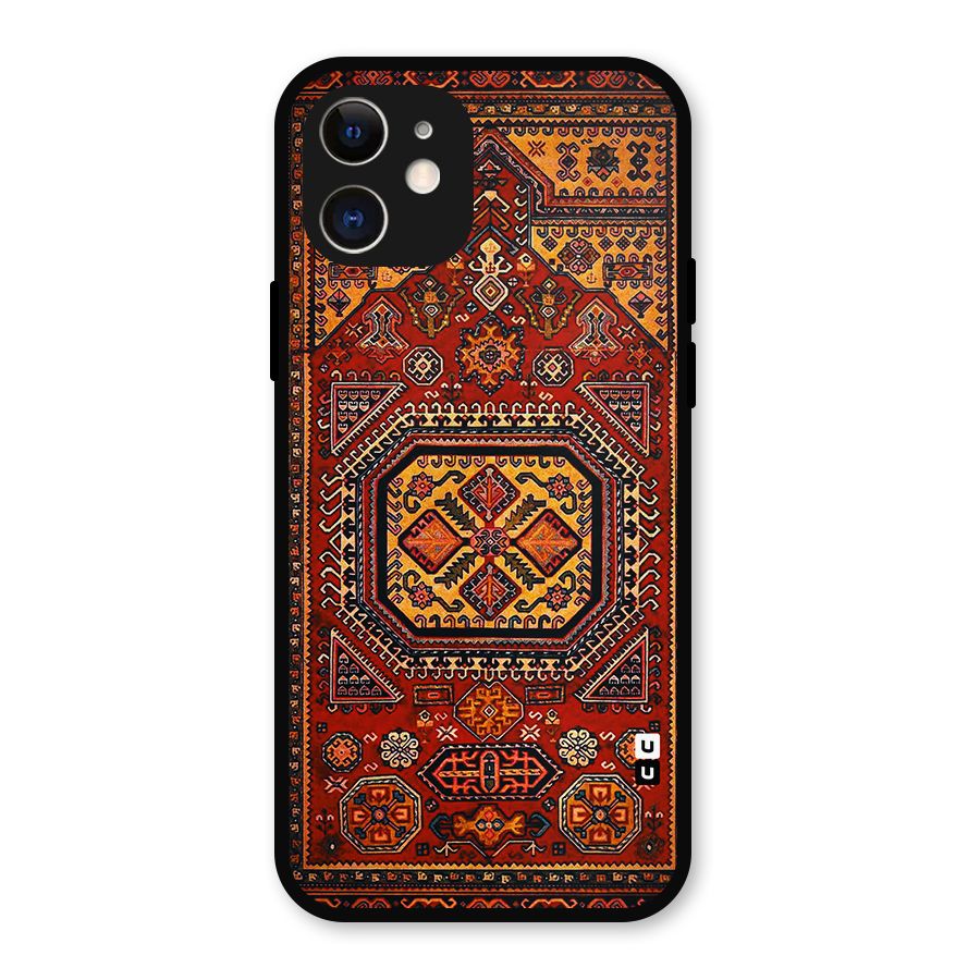 Classic Luxury Carpet Pattern Metal Back Case for iPhone 12