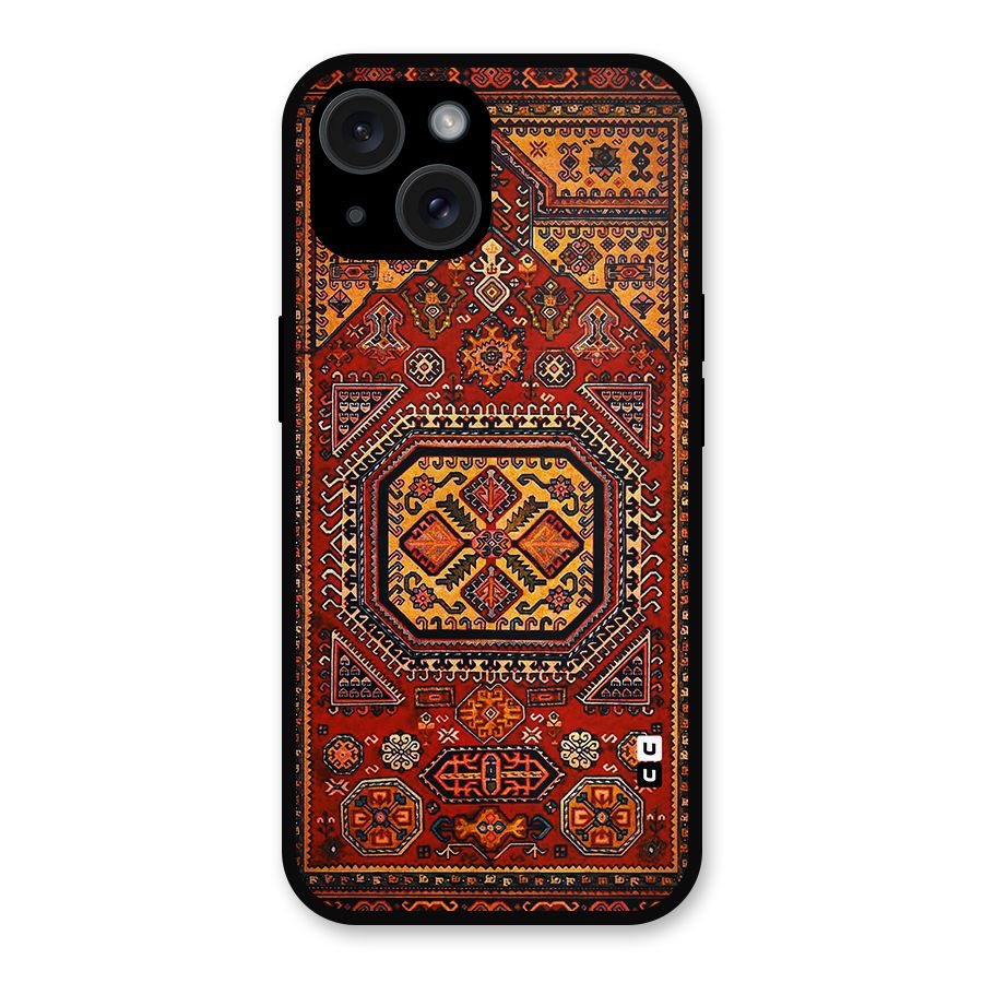 Classic Luxury Carpet Pattern Metal Back Case for iPhone 15