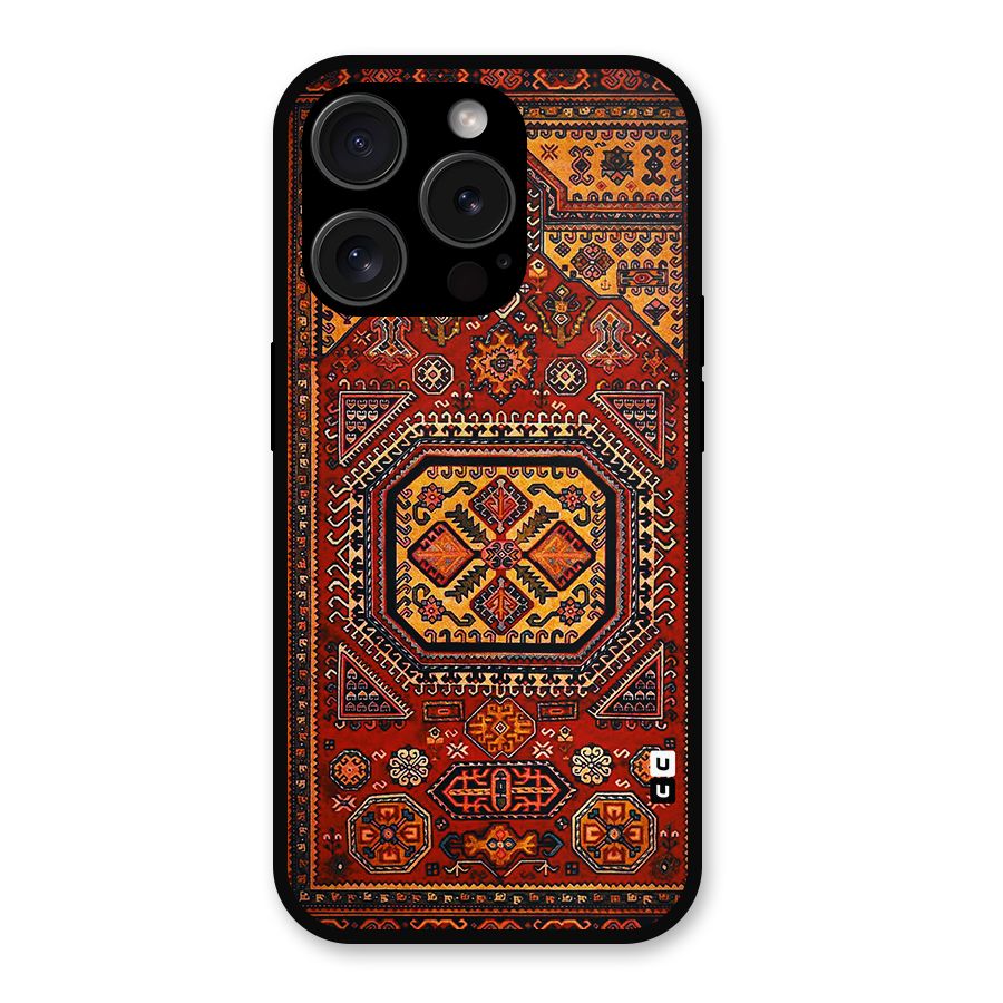 Classic Luxury Carpet Pattern Metal Back Case for iPhone 15 Pro