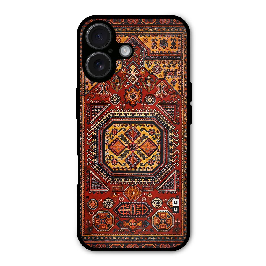 Classic Luxury Carpet Pattern Metal Back Case for iPhone 16