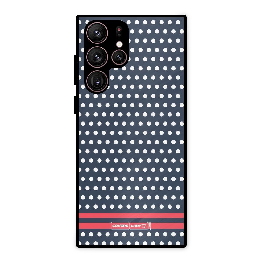 Classic Polka Dots Metal Back Case for Galaxy S22 Ultra 5G