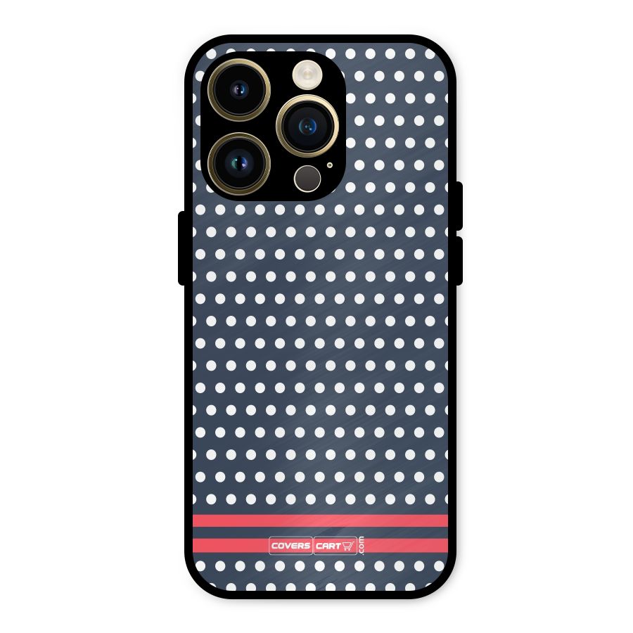 Classic Polka Dots Metal Back Case for iPhone 14 Pro