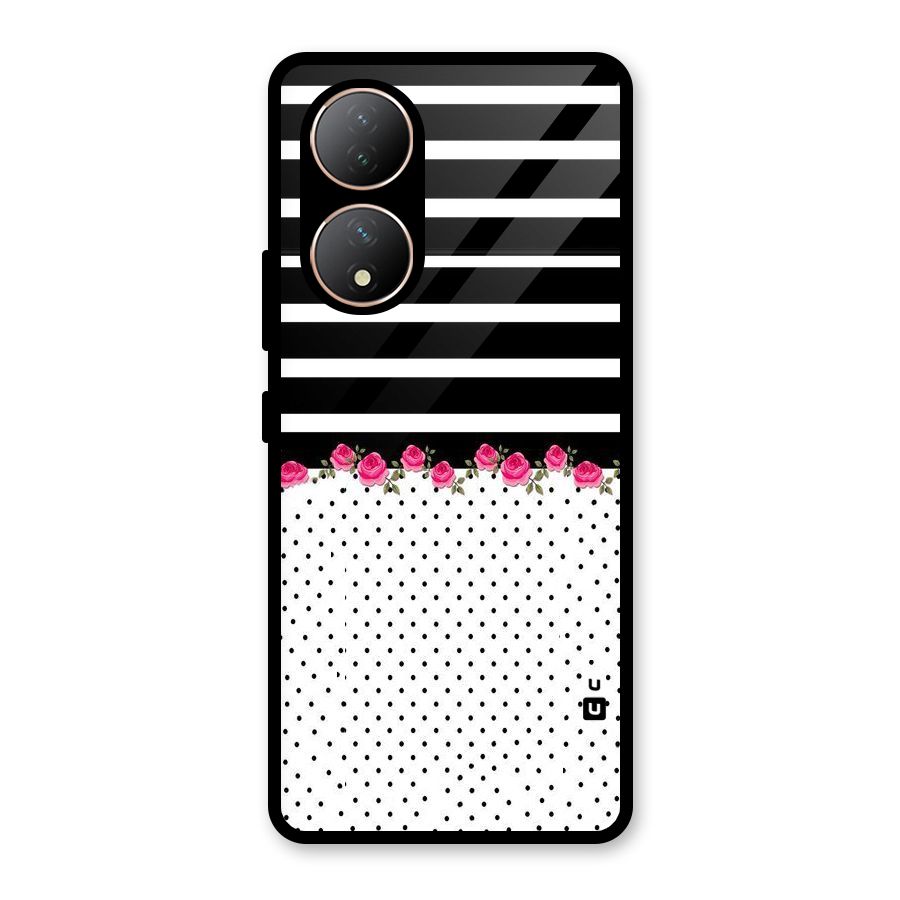 Classic Polka Stripes Glass Back Case for Vivo Y100A