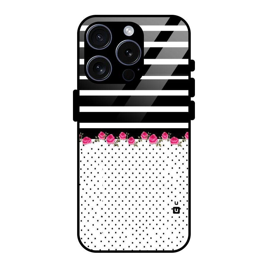 Classic Polka Stripes Glass Back Case for iPhone 15 Pro