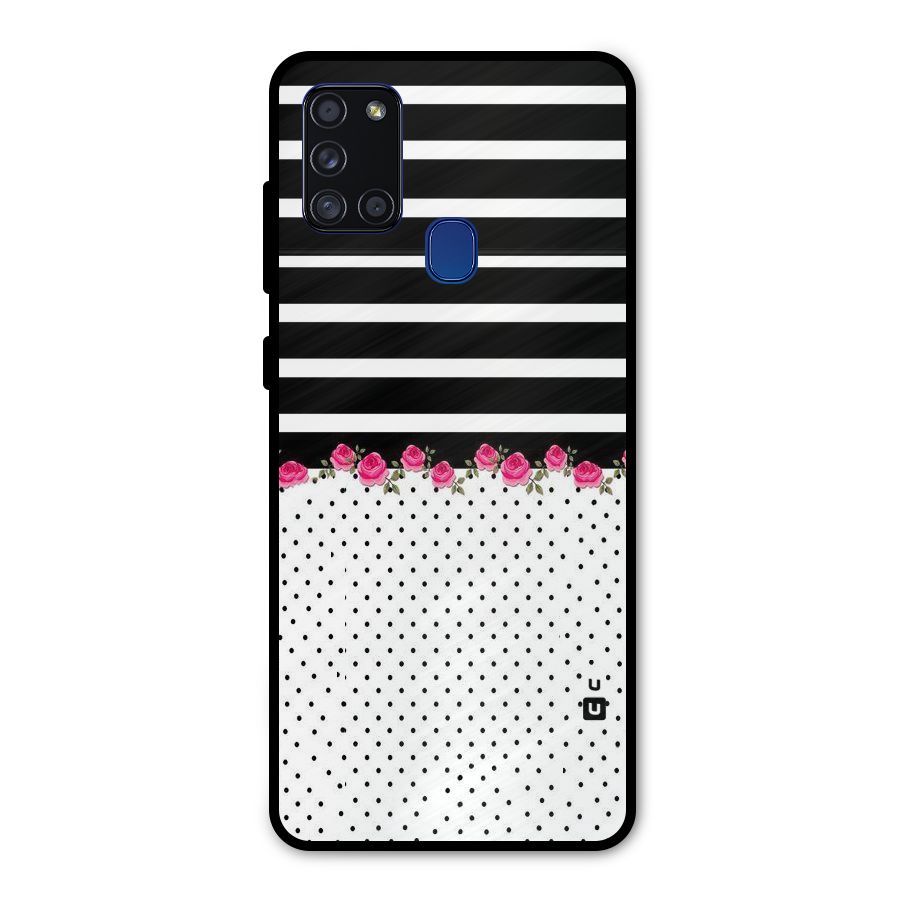Classic Polka Stripes Metal Back Case for Galaxy A21s