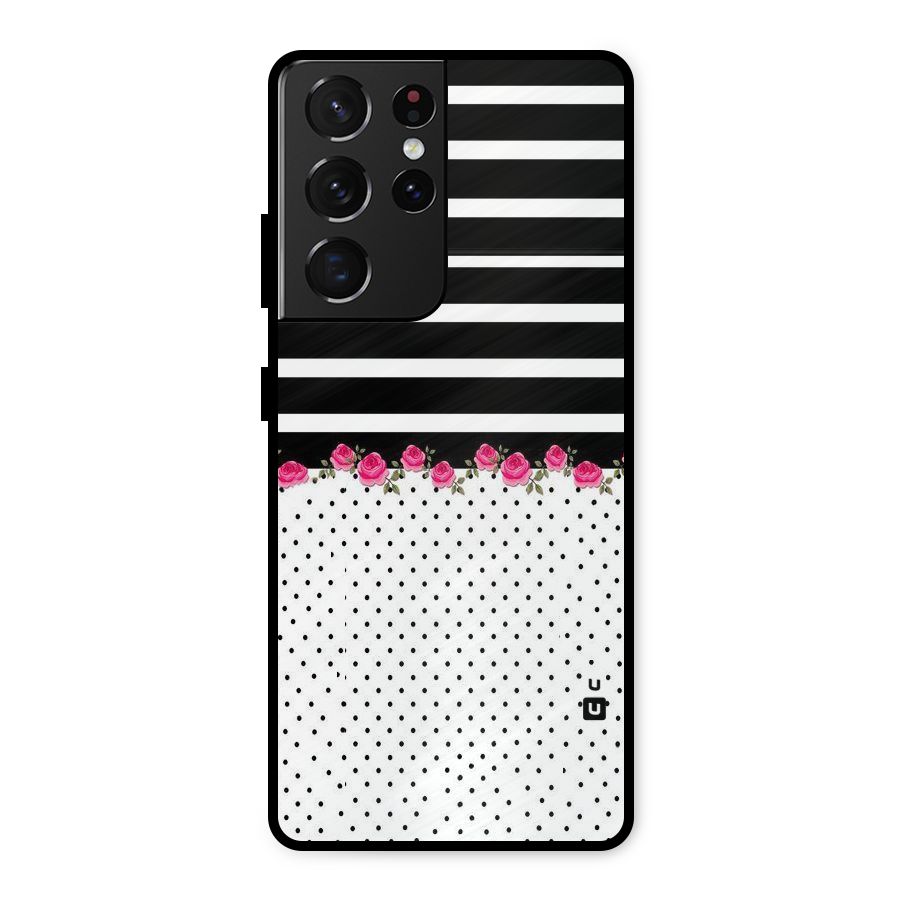 Classic Polka Stripes Metal Back Case for Galaxy S21 Ultra 5G