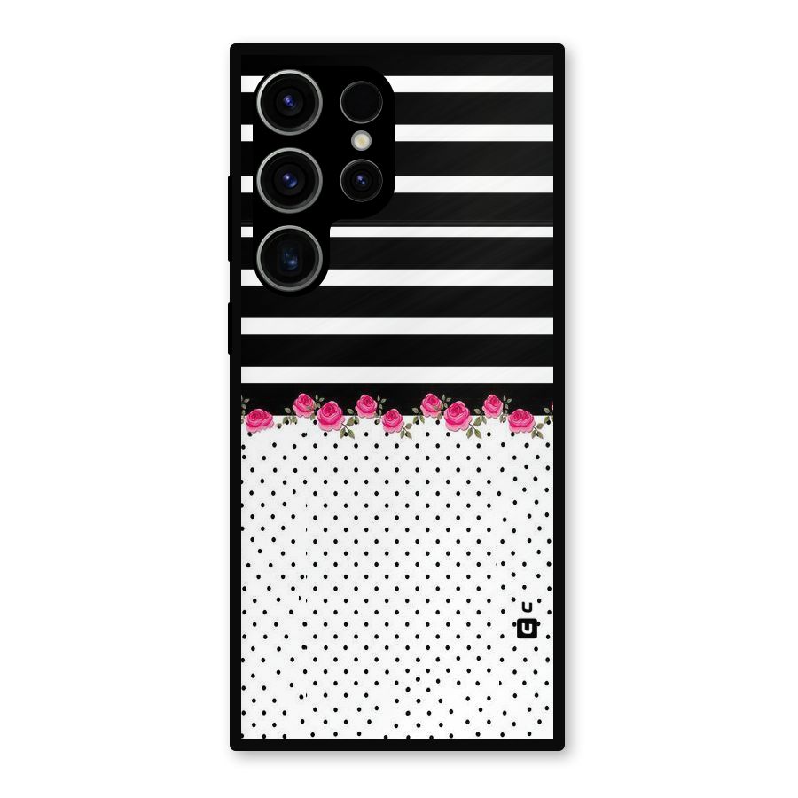 Classic Polka Stripes Metal Back Case for Galaxy S23 Ultra