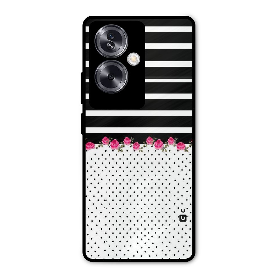 Classic Polka Stripes Metal Back Case for Oppo A79 5G