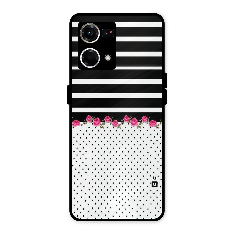 Classic Polka Stripes Metal Back Case for Oppo F21 Pro 4G