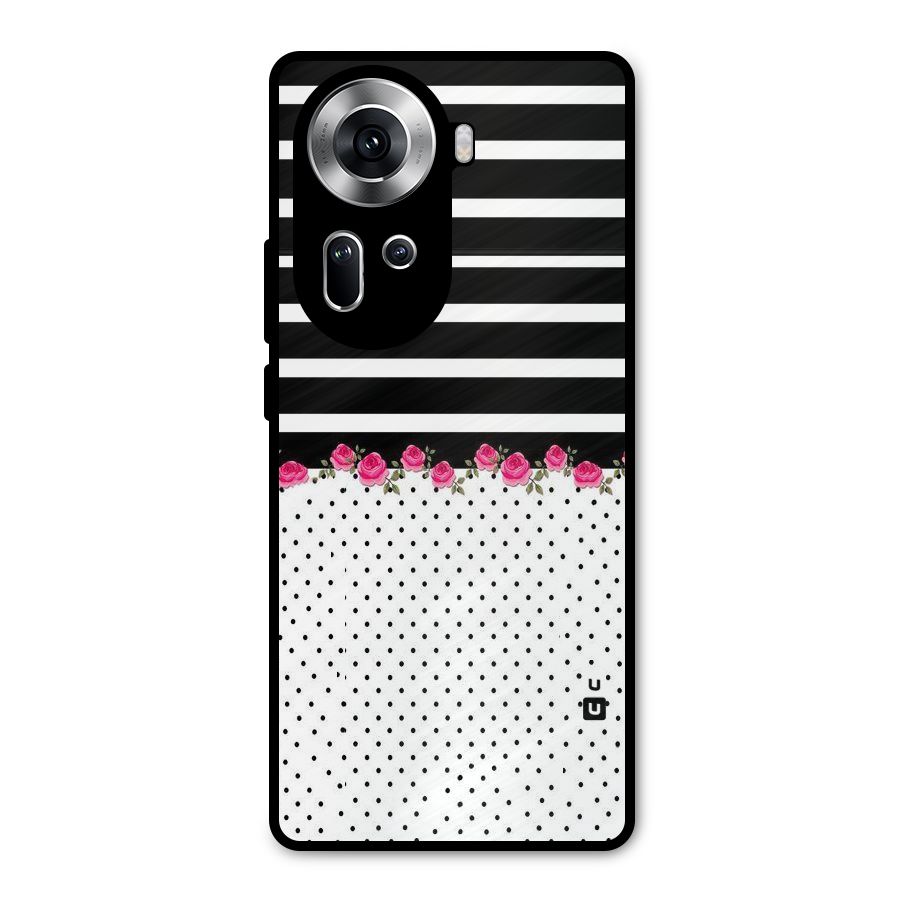 Classic Polka Stripes Metal Back Case for Oppo Reno11 5G