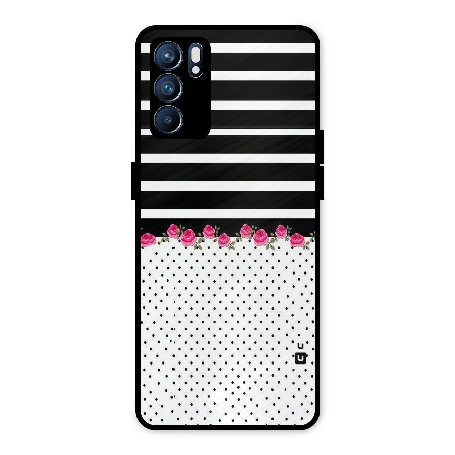 Classic Polka Stripes Metal Back Case for Oppo Reno6 5G