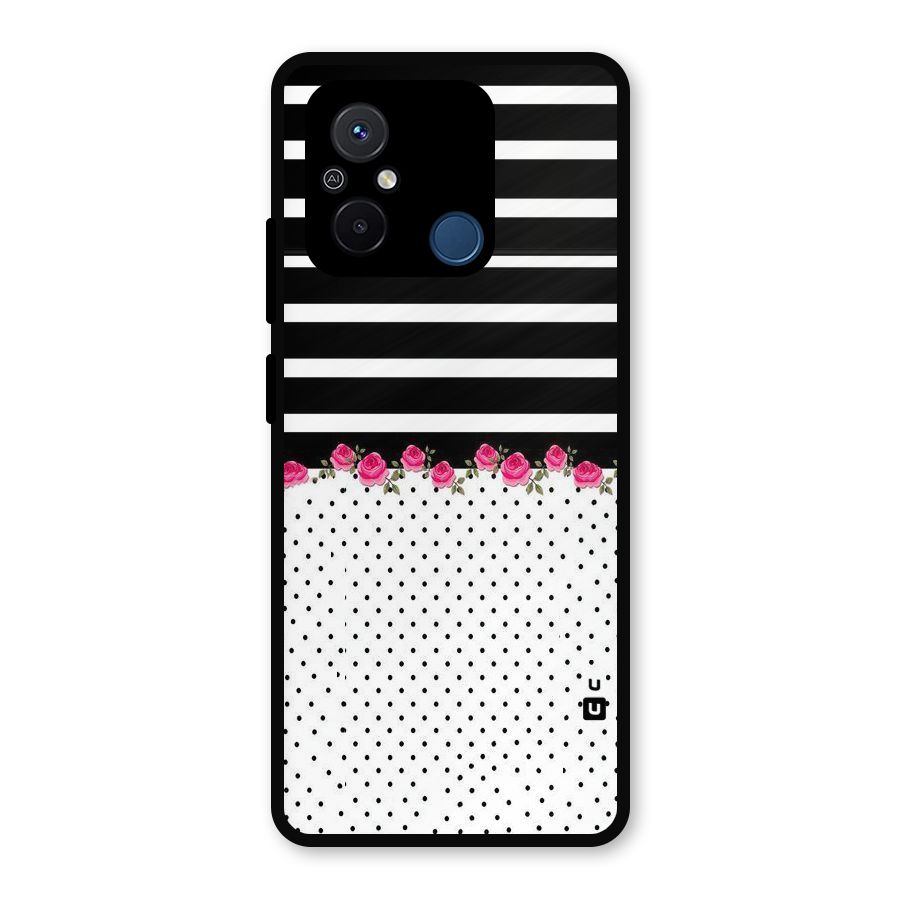 Classic Polka Stripes Metal Back Case for Poco C55