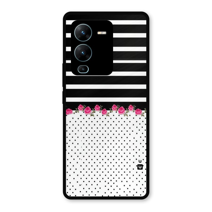 Classic Polka Stripes Metal Back Case for Vivo V25 Pro