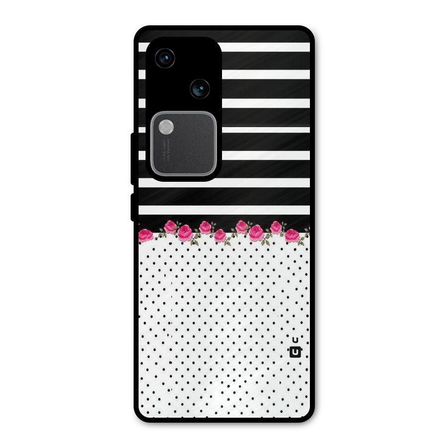 Classic Polka Stripes Metal Back Case for Vivo V30 Pro