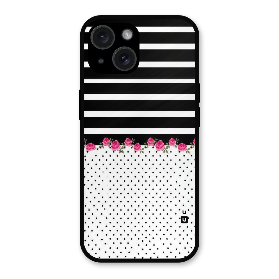 Classic Polka Stripes Metal Back Case for iPhone 15