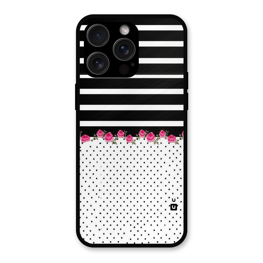 Classic Polka Stripes Metal Back Case for iPhone 15 Pro Max