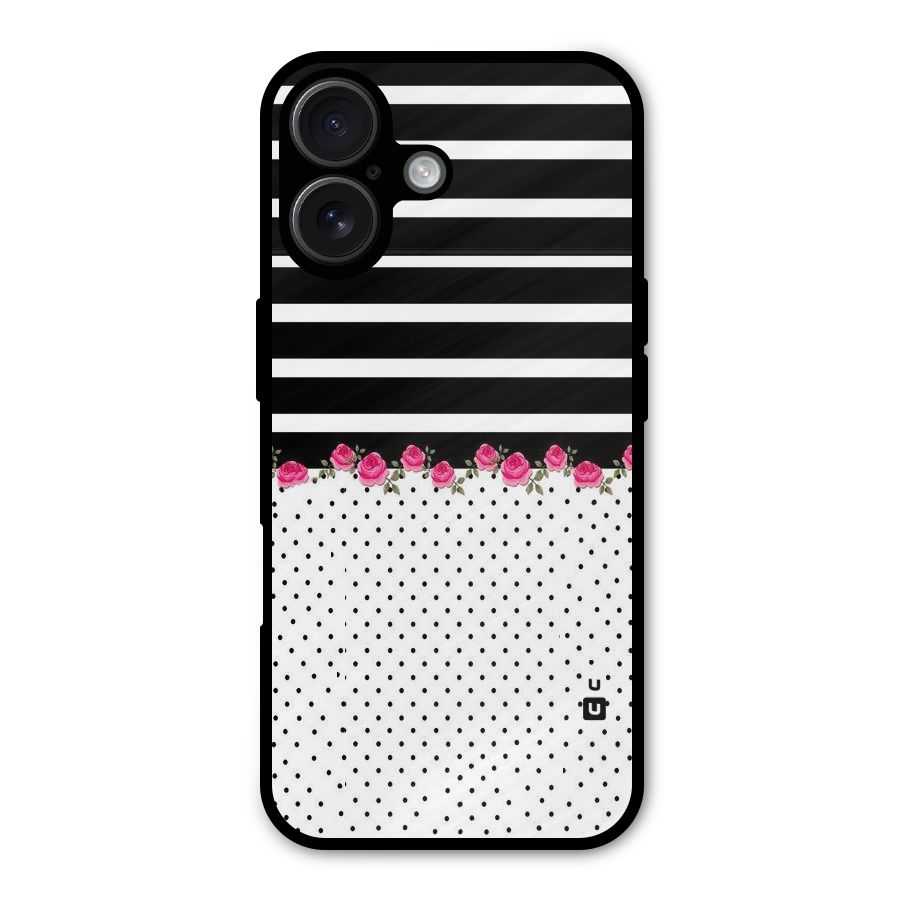 Classic Polka Stripes Metal Back Case for iPhone 16