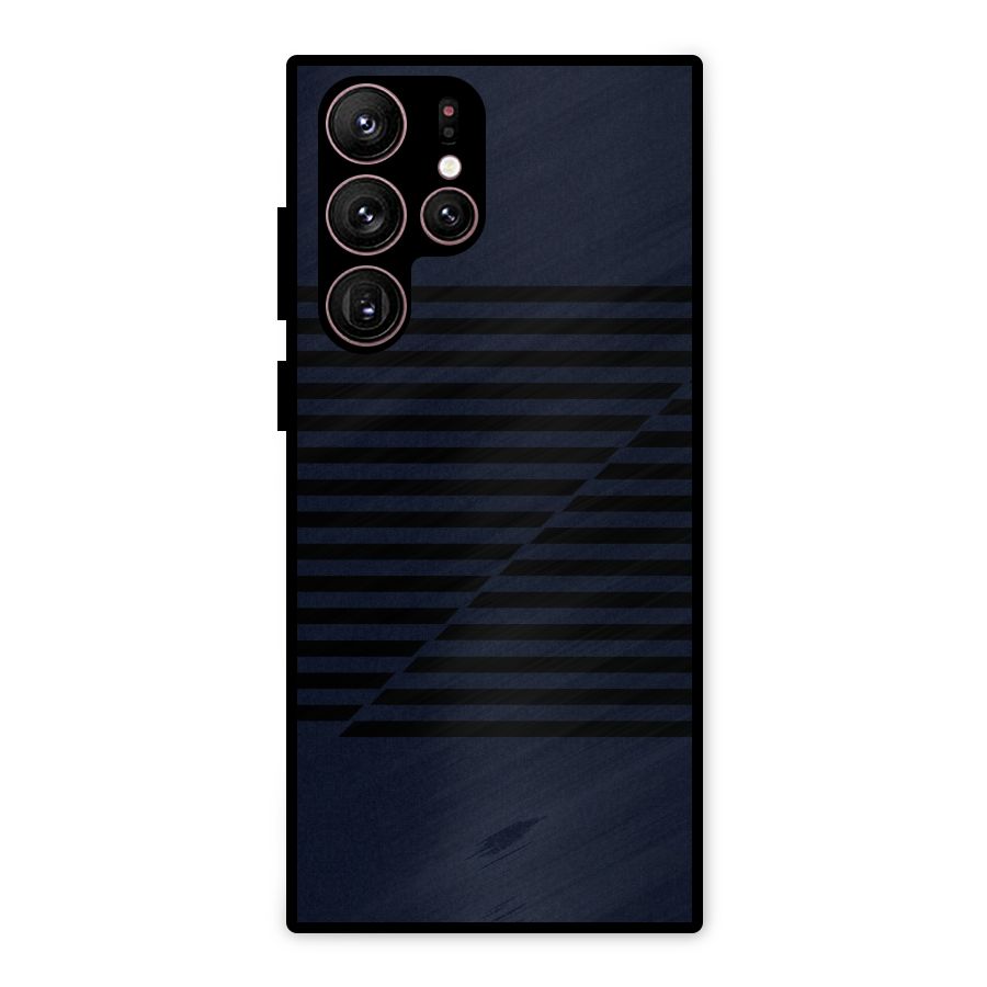 Classic Stripes Cut Metal Back Case for Galaxy S22 Ultra 5G