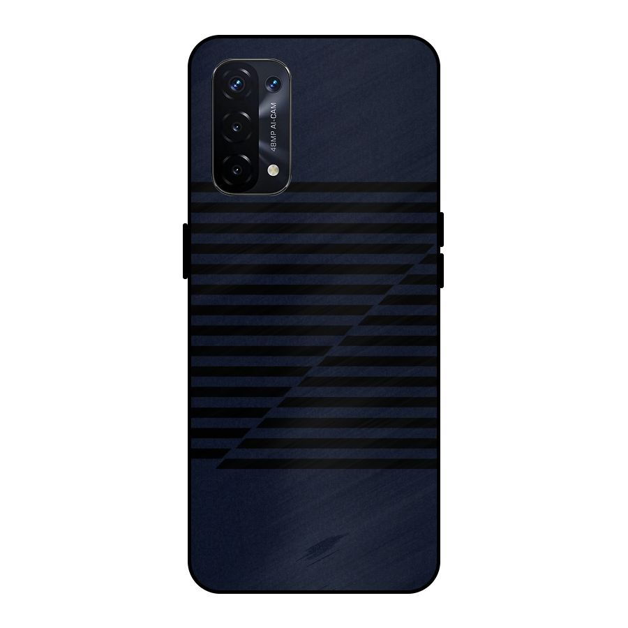 Classic Stripes Cut Metal Back Case for Oppo A74 5G
