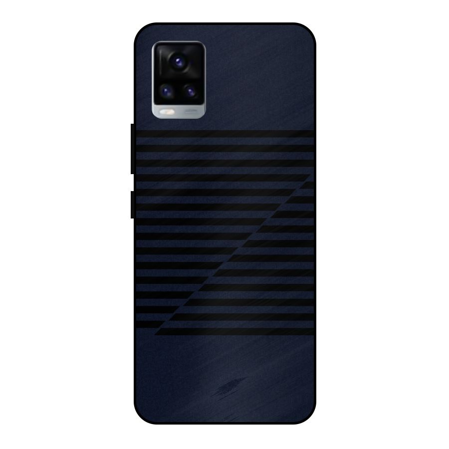 Classic Stripes Cut Metal Back Case for Vivo V20 2021
