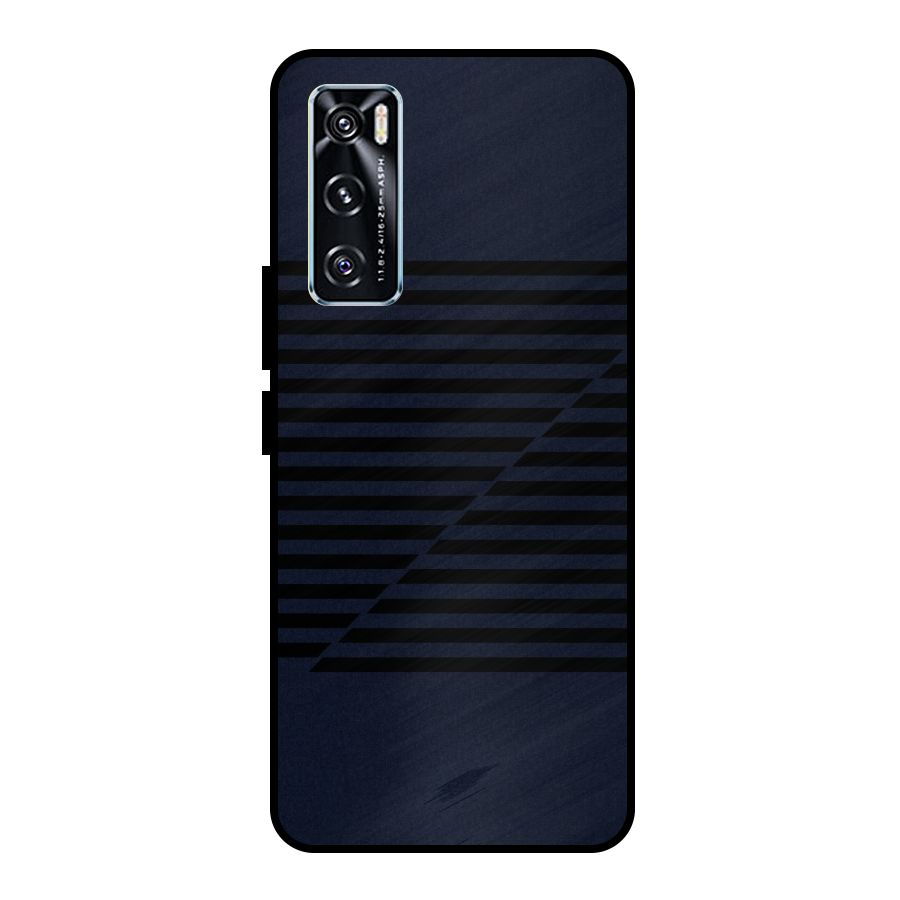 Classic Stripes Cut Metal Back Case for Vivo V20 SE