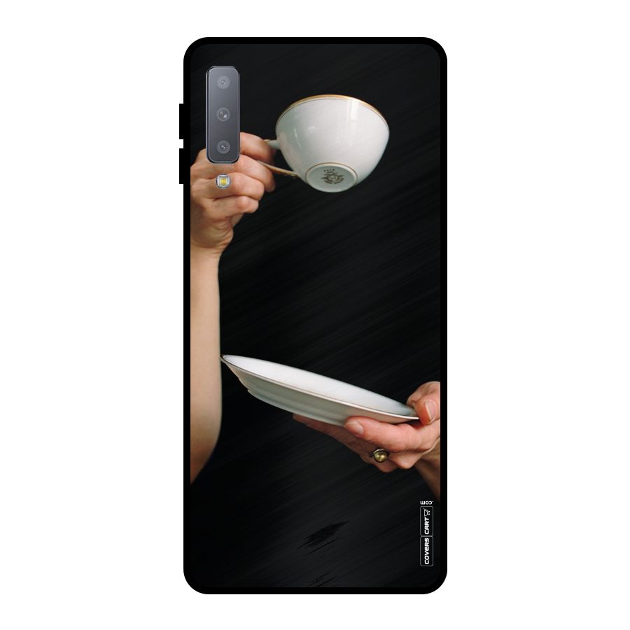 Classic Tea Cup Metal Back Case for Galaxy A7 (2018)