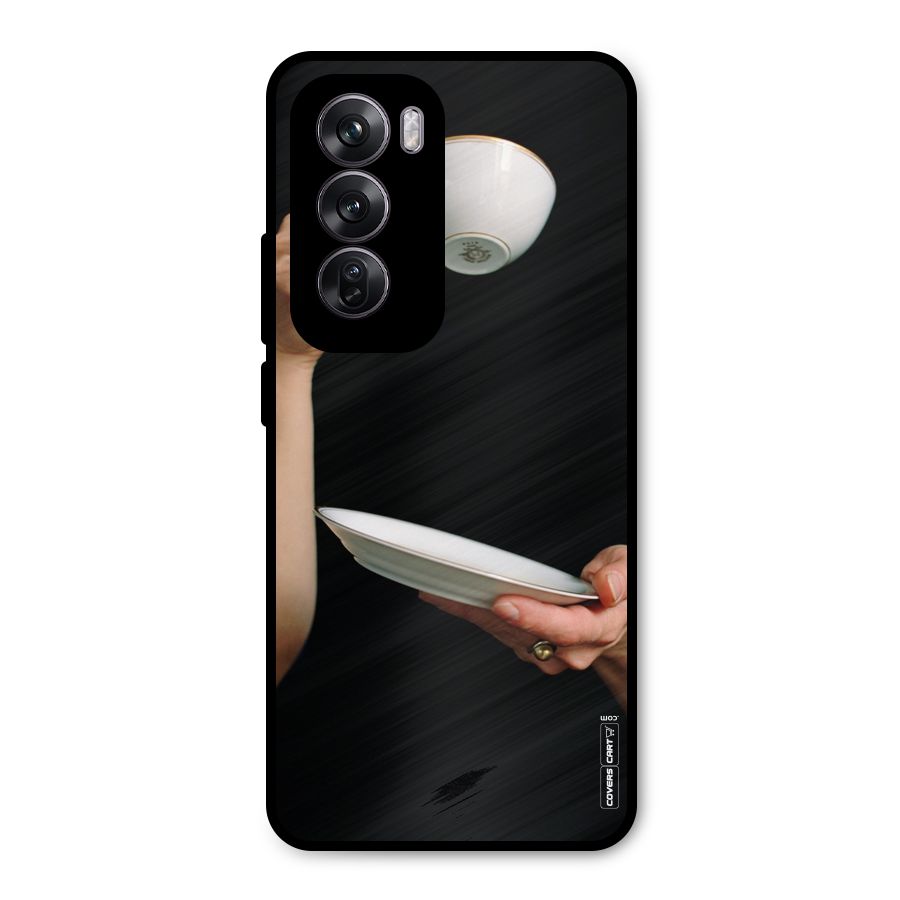 Classic Tea Cup Metal Back Case for Oppo Reno12 Pro