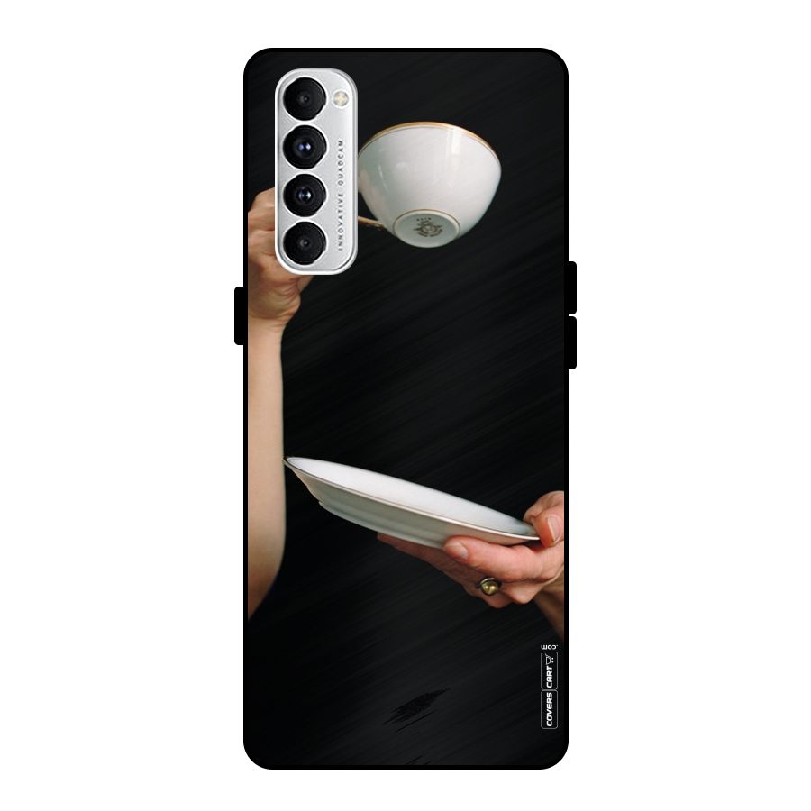 Classic Tea Cup Metal Back Case for Oppo Reno4 Pro