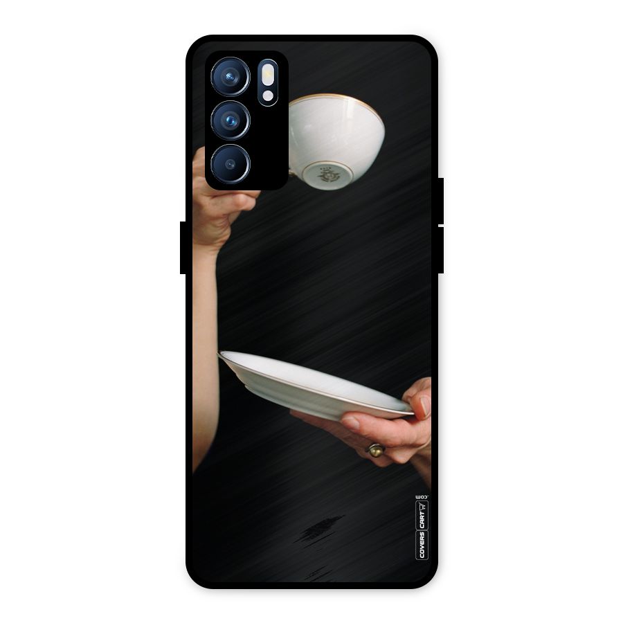 Classic Tea Cup Metal Back Case for Oppo Reno6 5G
