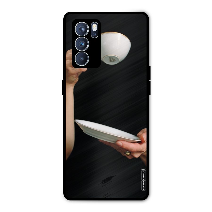 Classic Tea Cup Metal Back Case for Oppo Reno6 Pro 5G
