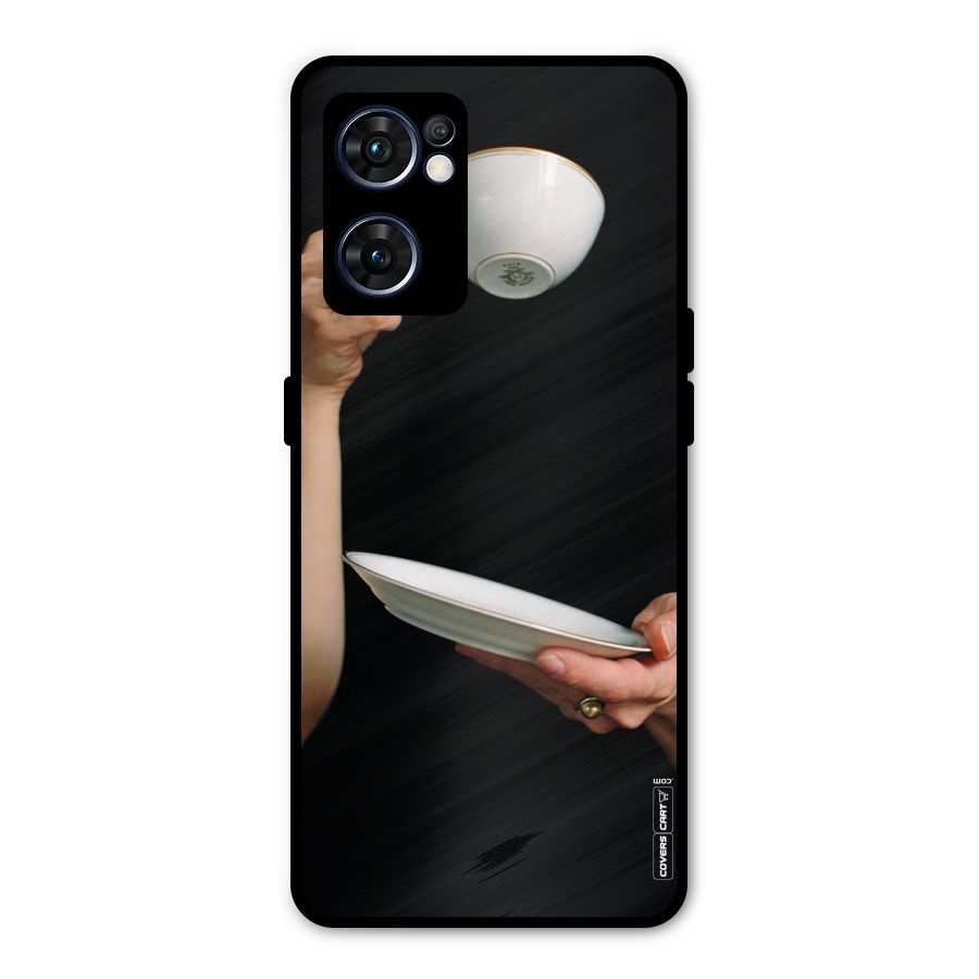 Classic Tea Cup Metal Back Case for Oppo Reno7 5G