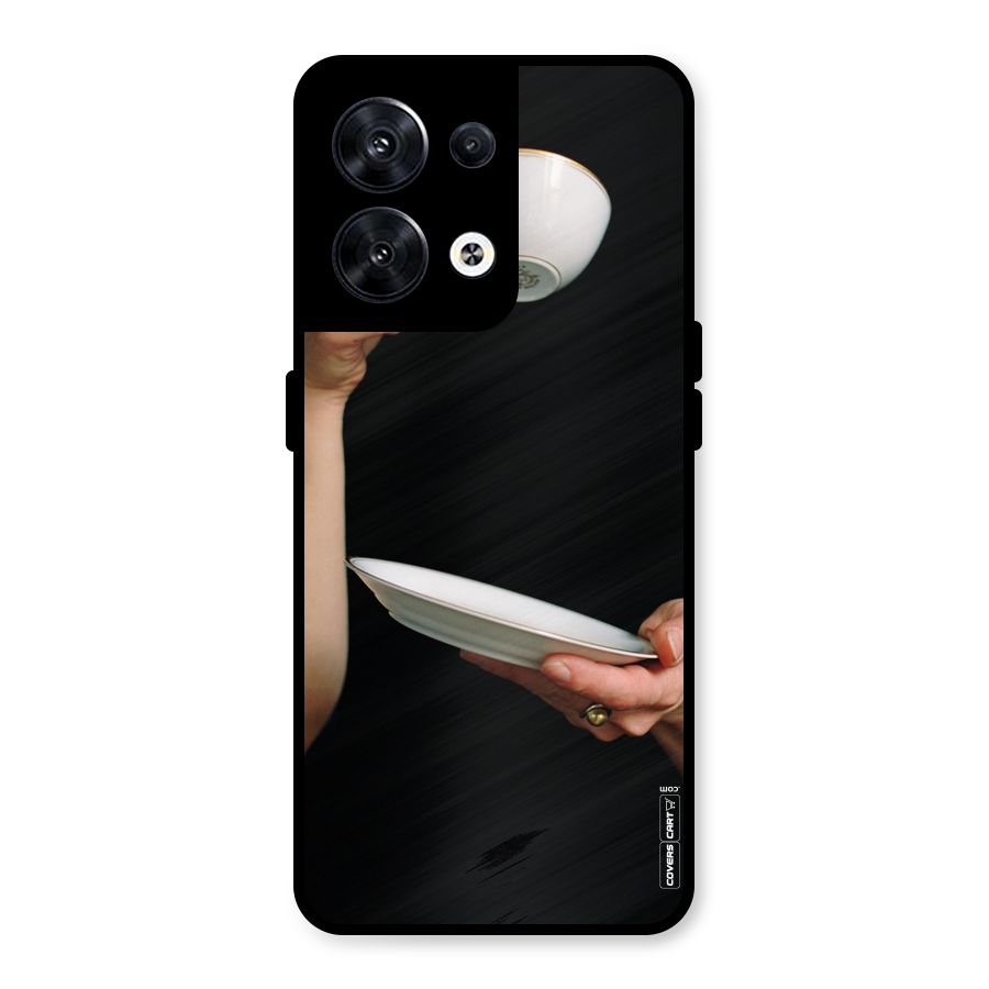 Classic Tea Cup Metal Back Case for Oppo Reno8 5G