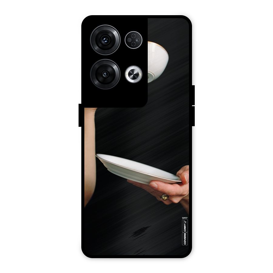Classic Tea Cup Metal Back Case for Oppo Reno8 Pro 5G