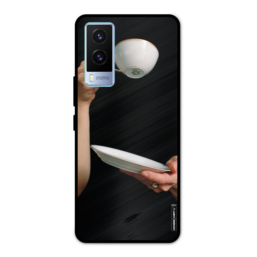 Classic Tea Cup Metal Back Case for Vivo V21e 5G