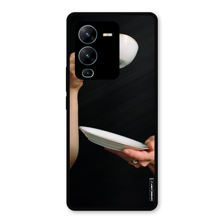 Classic Tea Cup Metal Back Case for Vivo V25 Pro