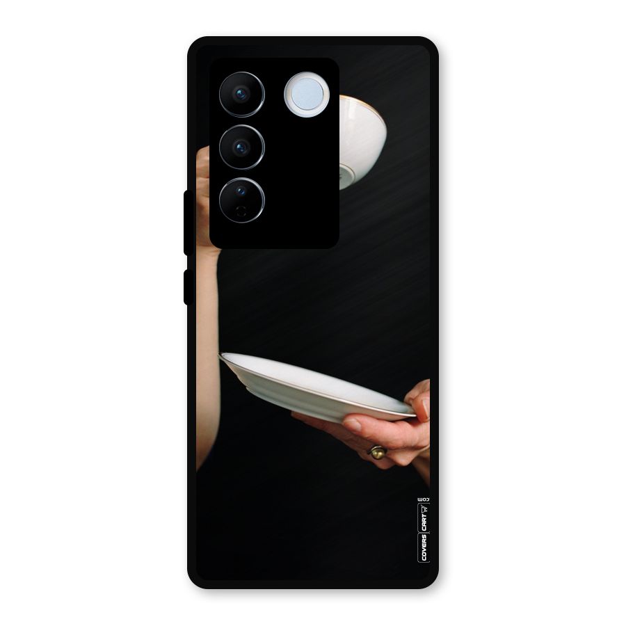 Classic Tea Cup Metal Back Case for Vivo V27 Pro