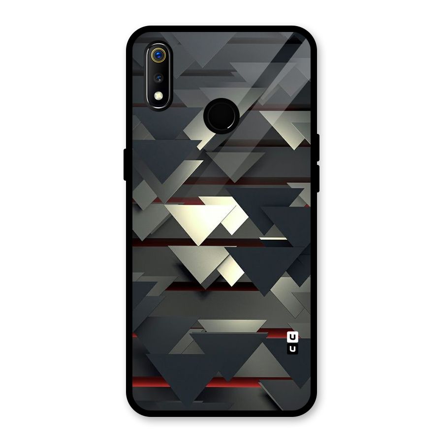 Classic Triangles Design Glass Back Case for Realme 3i