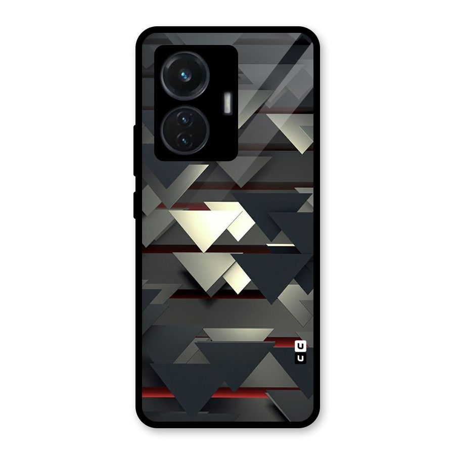 Classic Triangles Design Glass Back Case for Vivo T1 44W