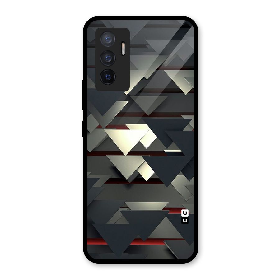 Classic Triangles Design Glass Back Case for Vivo V23e