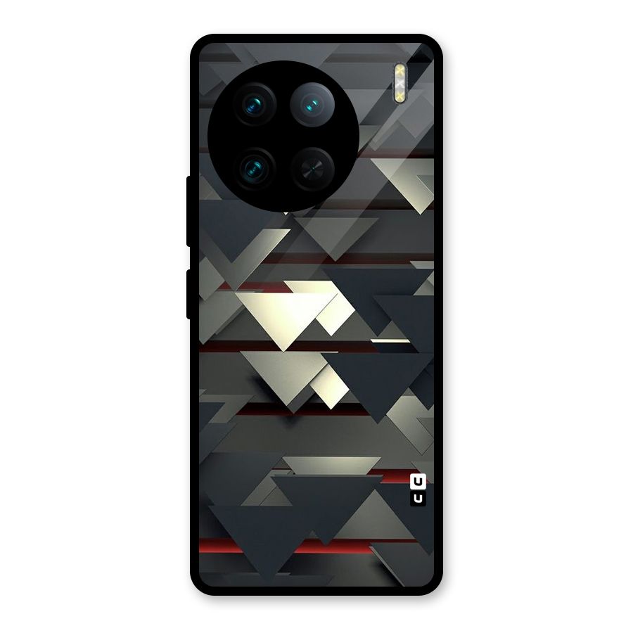 Classic Triangles Design Glass Back Case for Vivo X90 Pro